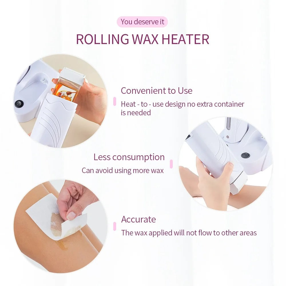 Hair Removal Wax Warmer Roll On Heater machine With Wax Refill Cartridge (Combo of 3 Products)