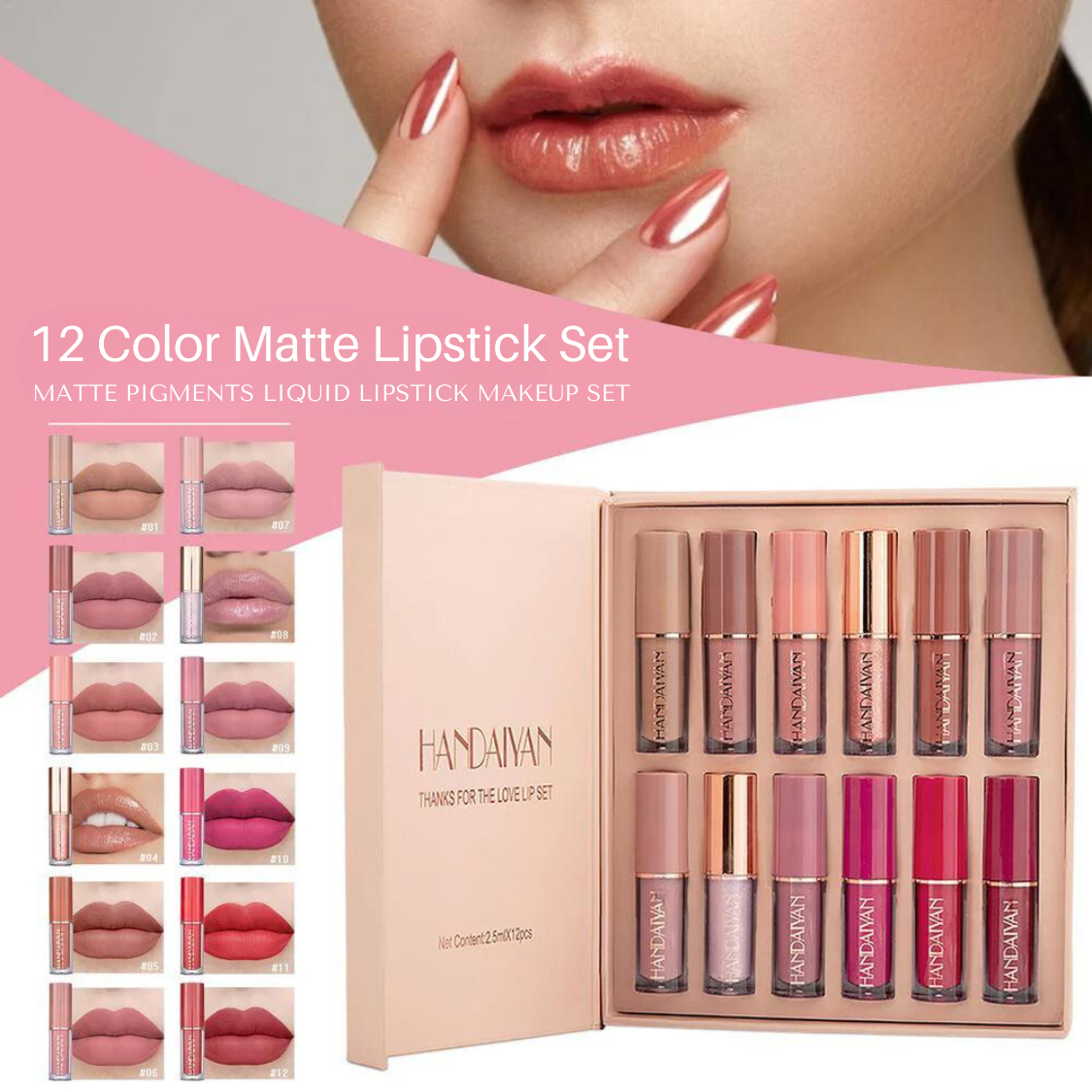 Velvet Matte Liquid Lipstick Set - 12 shades