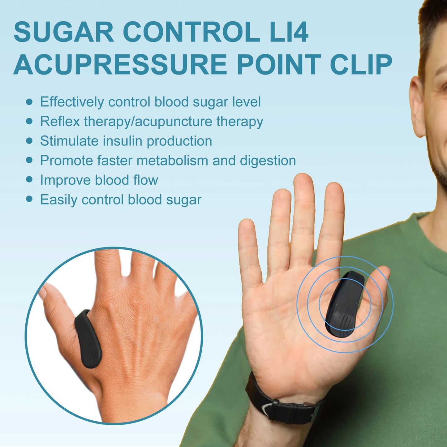 Sugar Control LI4 Acupressure Point Clips (Buy 1 Get 1 Free)