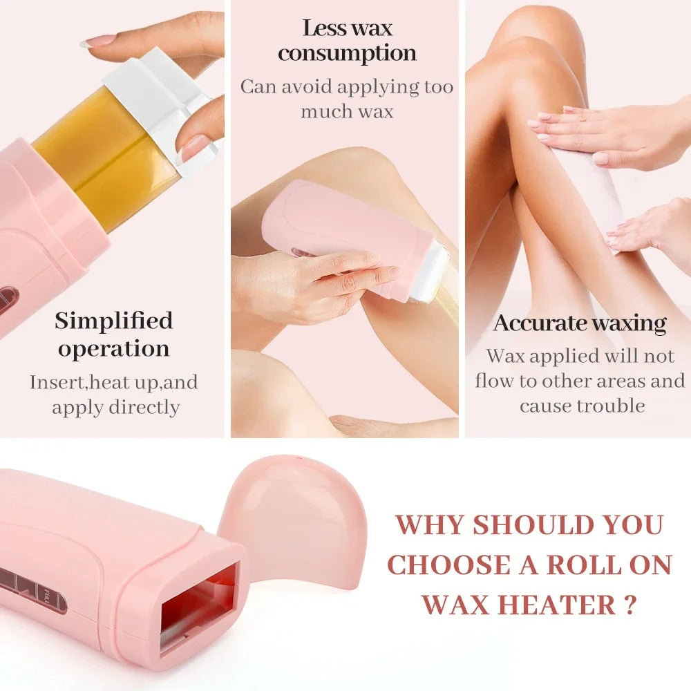 Hair Removal Wax Warmer Roll On Heater machine With Wax Refill Cartridge (Combo of 3 Products)